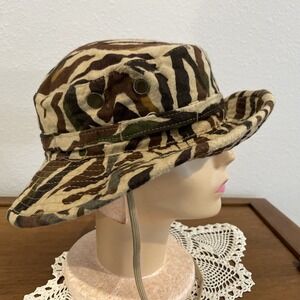 Vintage Ducks‎ Unlimited Camo Bucket Hat Tiger Stripe Outdoor Hunting Cap Size L